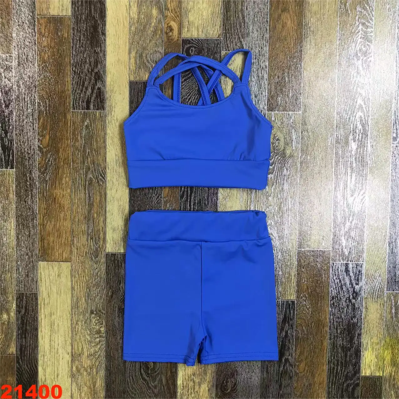 Simple Design Toddler Girl Fitness Wear Outfit Nylon Solid Colors Cross Strap Active Wear Sport Set for Kids Baby Yoga Clothings - Image 3
