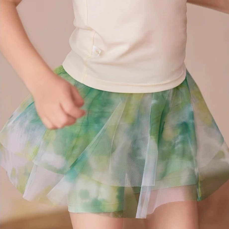 Mesh Kid Tennis Skirts with Shorts Gradient Yoga Pant Skirt Girls Sportswear Breathable Dance Gym & Workout Sports Skort Fitness - Image 3
