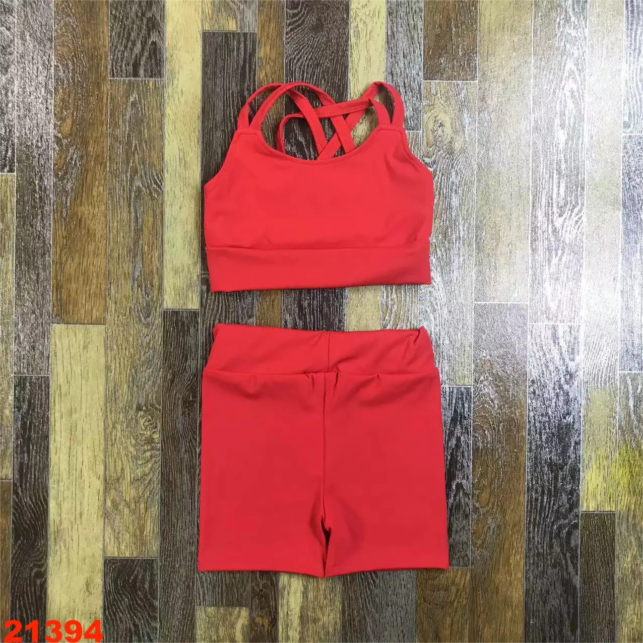 Custom Embroidery Kids Sport Set Elastic Waistband Solid Colors Cross Strap Kids Girls Yoga Outfit Wear Baby Sport Yoga Set - Image 4