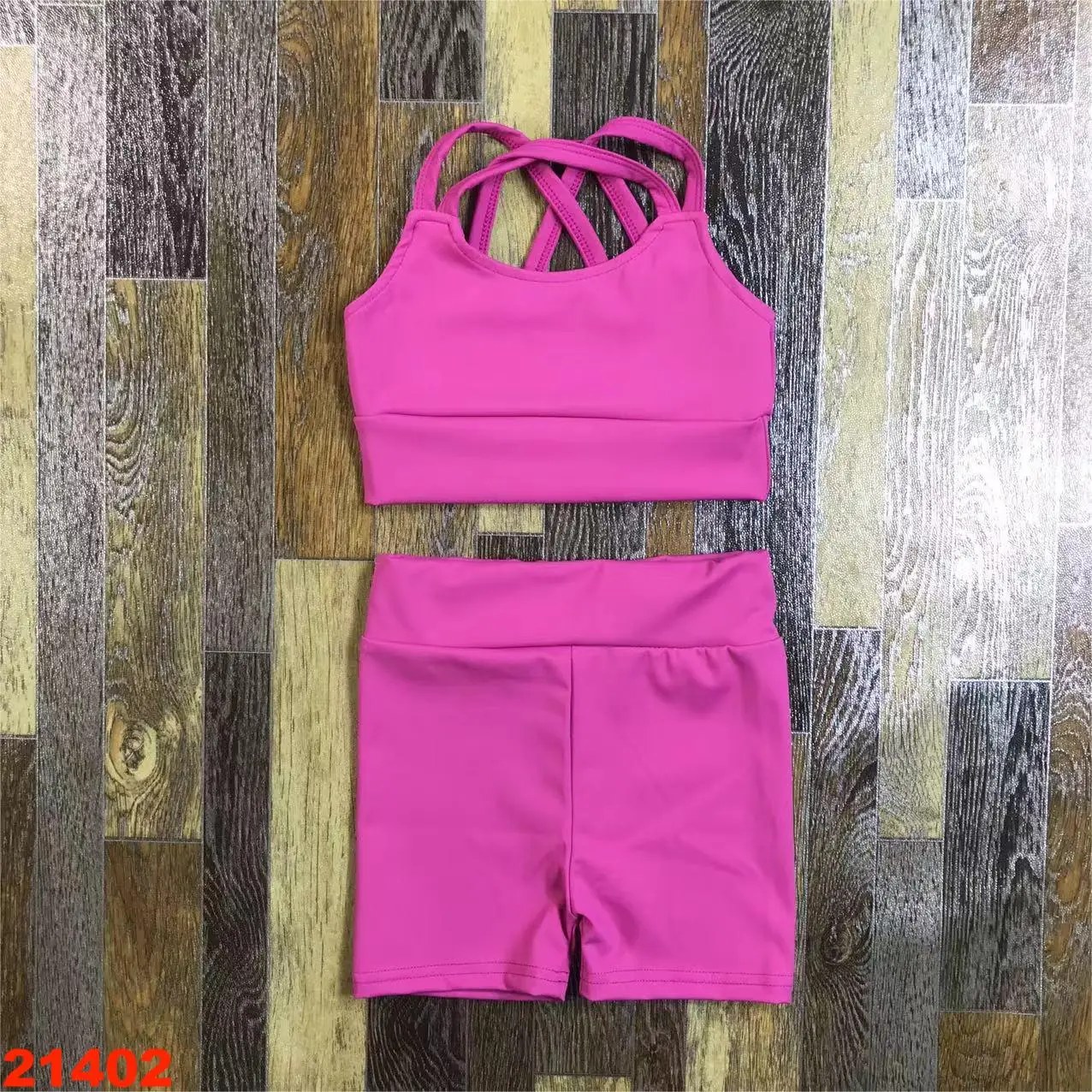 Custom Embroidery Kids Sport Set Elastic Waistband Solid Colors Cross Strap Kids Girls Yoga Outfit Wear Baby Sport Yoga Set - Image 5