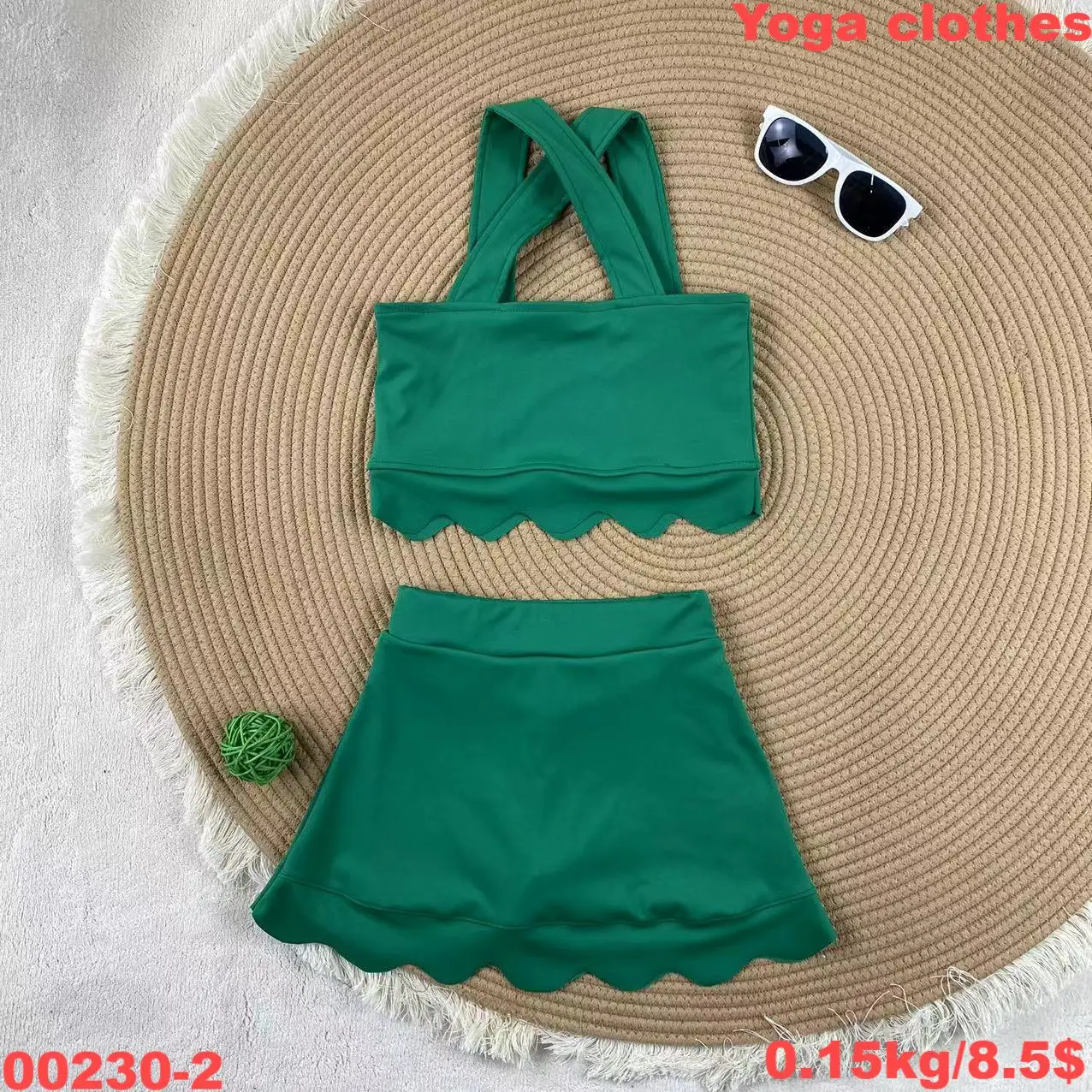 Wholesale 2-Piece Summer Sports Clothing Set for Girls Athletic Yoga Tank & Printed Skirt for Kids' Sports Pure Color - Image 5