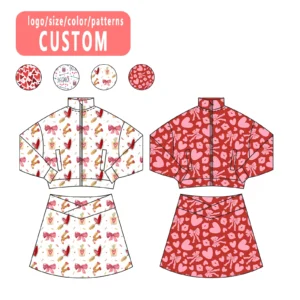 Custom Fleece Children Internship Dance Fitness Yoga Wear Winter Kids Long Sleeve Ballet Training Suits 2 Piece Girls Tracksuit