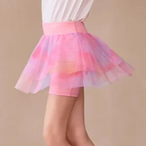Mesh Kid Tennis Skirts with Shorts Gradient Yoga Pant Skirt Girls Sportswear Breathable Dance Gym & Workout Sports Skort Fitness