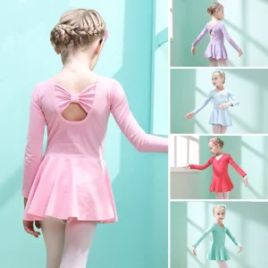 Girls' Dancewear  Yoga Fabric Kids Summer Yoga Gym Dresses Little Girls Fitness Apparels Private Label Custom Pattern Yoga