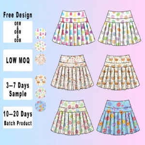Customized Color Easter High Quality Girls Yoga Fitness Skirt Wave Line High Waist Outdoor Sports Skirt