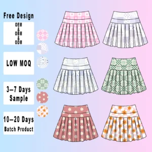 Customize New Designs Flower Floral Active Wear Little Girls Skirt Shorts Liner Yoga Sports Skorts Wholesale Sister Kids Clothes