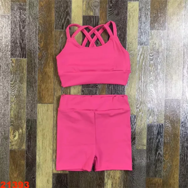 2025 Popular Kid Toddler Girl Yoga Sets Wholesale Golf Girls Bra Sport Shorts Fitness Active Wear Dance Children Yoga Clothes