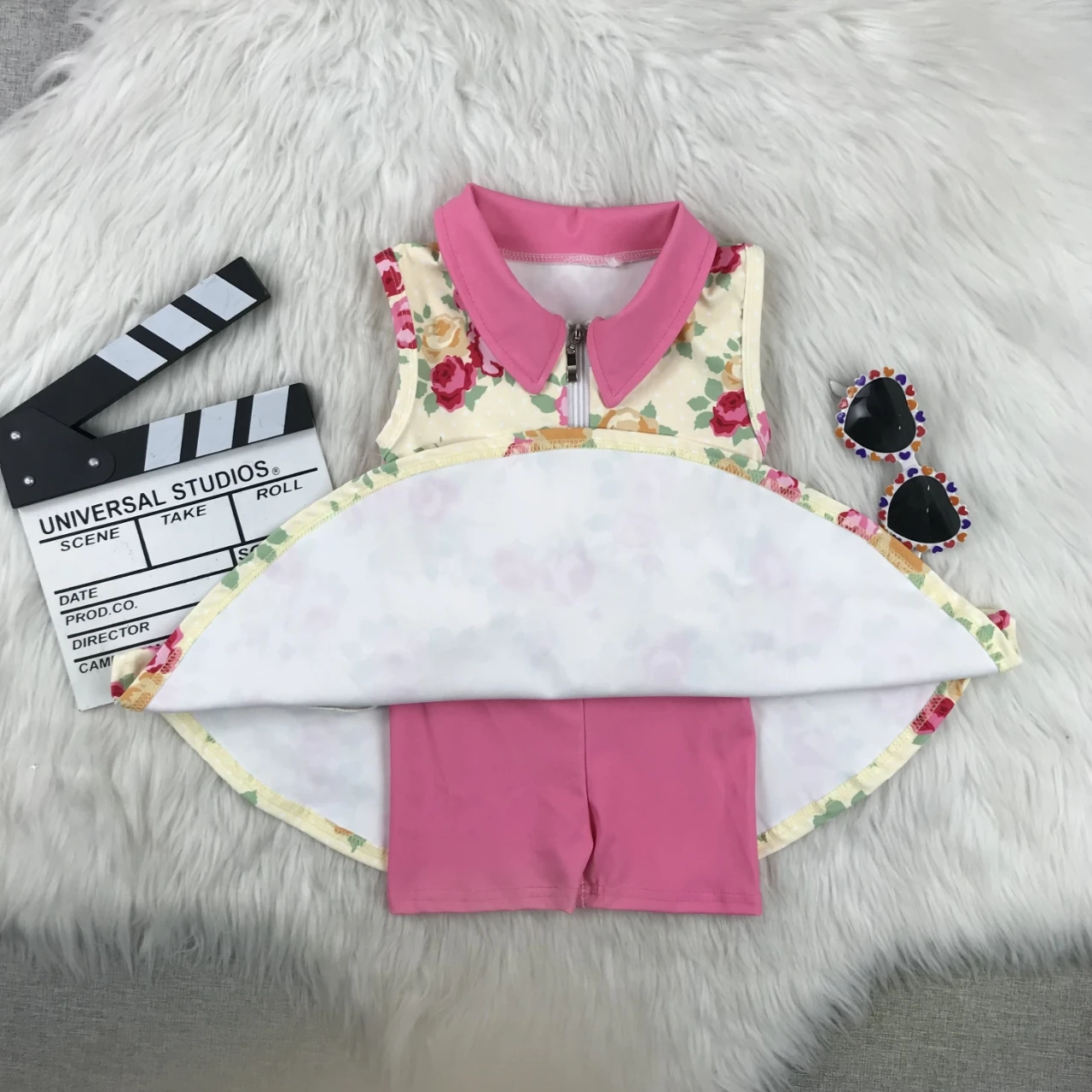 Pink Floral Tank Top and Skorts Active Sport Set for Toddler Girls Baby Yoga Dress Clothing Sweet Style Fitness Wear - Image 3