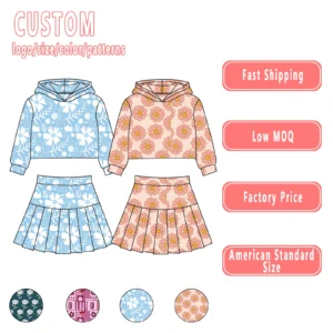Girls Dance Wear Yoga Pleated Skirt and Jacket 2 Piece Yoga Set Fitness Tops Sports Suits Yoga Workout Set for Kids