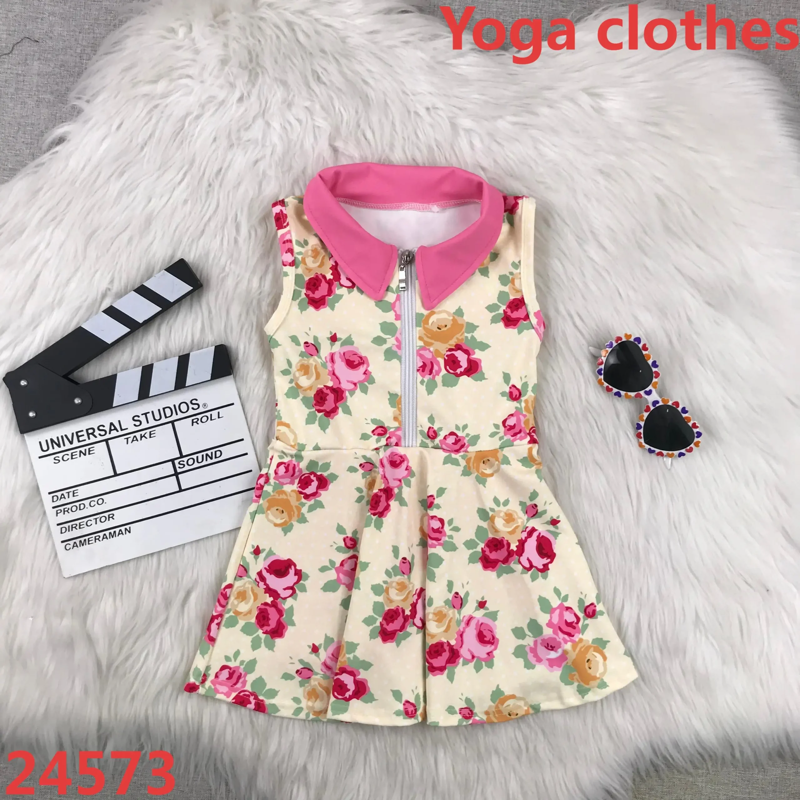 Pink Floral Tank Top and Skorts Active Sport Set for Toddler Girls Baby Yoga Dress Clothing Sweet Style Fitness Wear - Image 4
