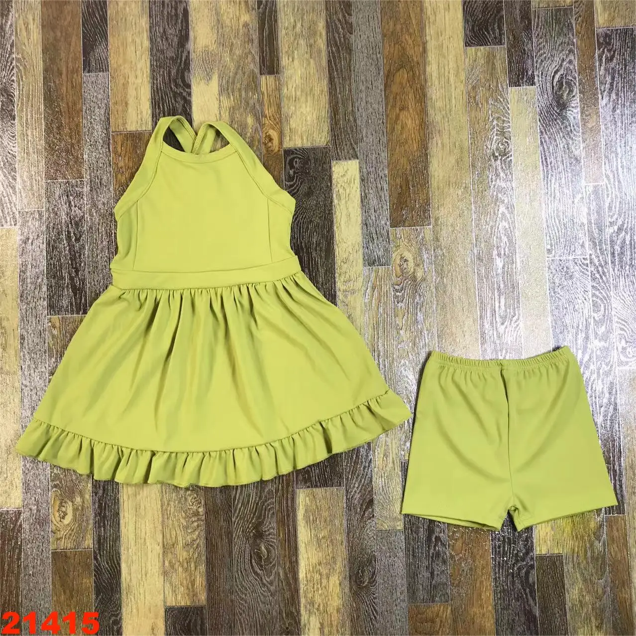 Little Girls Sportswear Solid Color Kids Golf Clothing Sets Wholesale Children Toddler New Design Yoga Tennis Dress With Shorts - Image 2