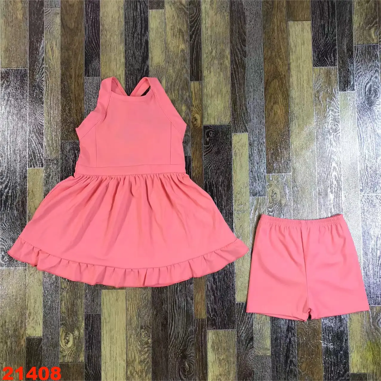 Little Girls Sportswear Solid Color Kids Golf Clothing Sets Wholesale Children Toddler New Design Yoga Tennis Dress With Shorts - Image 3