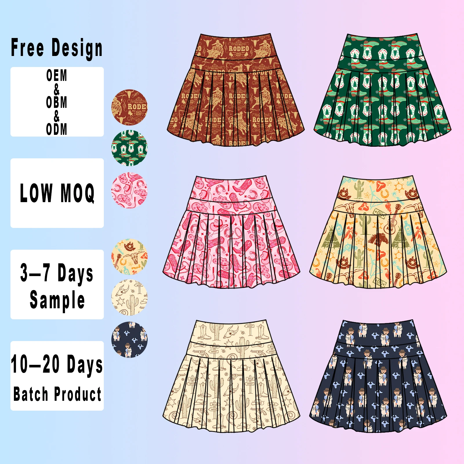 Custom Logo Girl Yoga Wear Kids Fitness Running Gym Sports Skorts with Shorts Girls Workout Skirts Floral Causal Sports Skirts