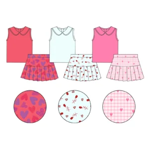 Girls Yoga Sleeveless Crop Tank Skirt Set Built in Shorts Elastic Bow Belt High Elastic Fitted Design OEM ODM Dancewear