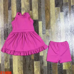 Little Girls Sportswear Solid Color Kids Golf Clothing Sets Wholesale Children Toddler New Design Yoga Tennis Dress With Shorts