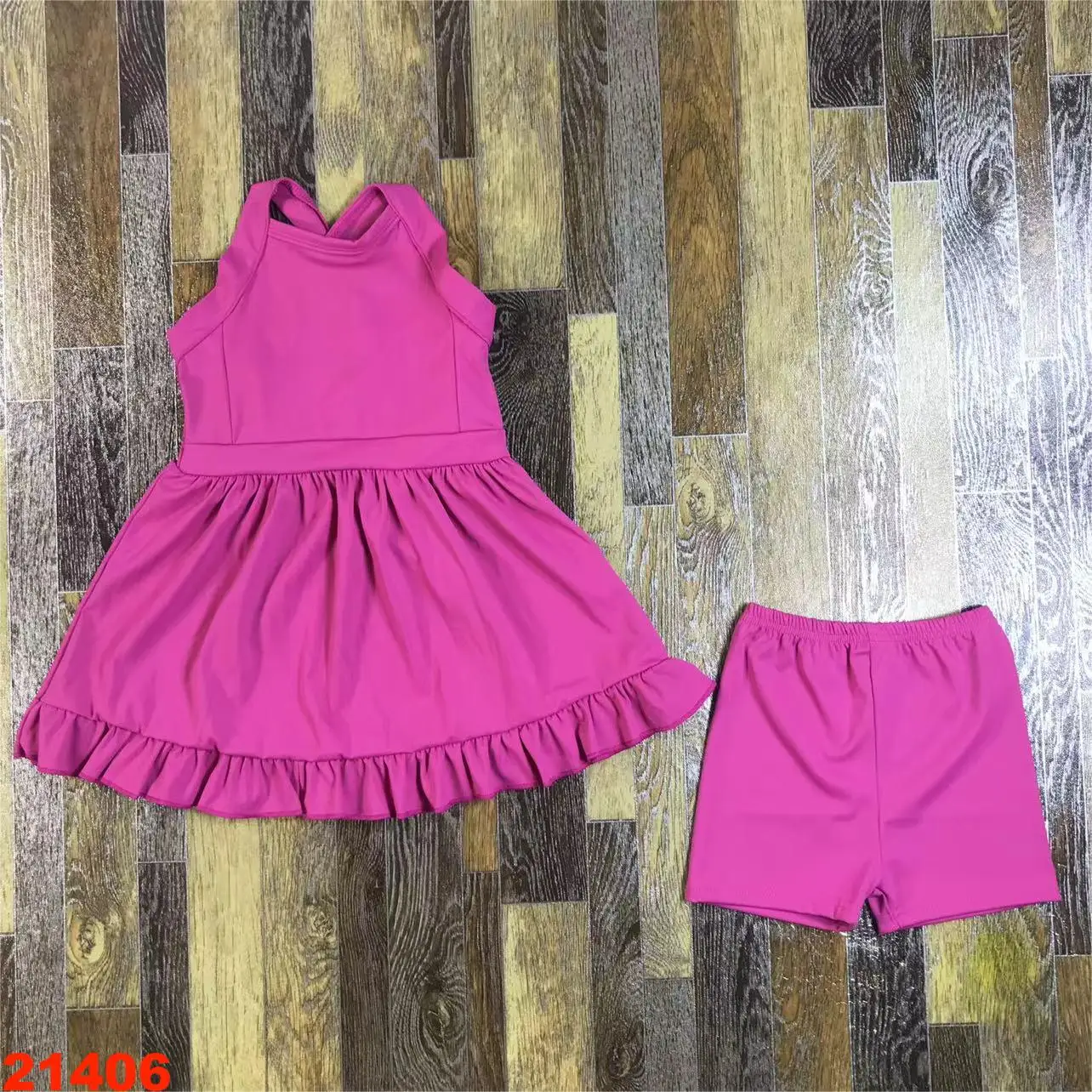 Little Girls Sportswear Solid Color Kids Golf Clothing Sets Wholesale Children Toddler New Design Yoga Tennis Dress With Shorts