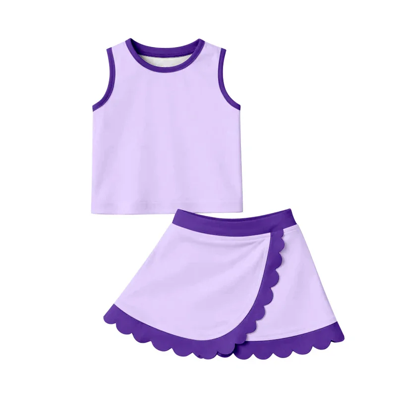 Wholesale Kids Yoga Sets Girls Yoga Clothing Sets Girls Athletic Wear Sets Scallop Yoga Clothes Baby Girl Yoga Set Ruffle Sets - Image 3