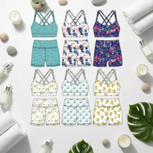 Fashion Yoga Tank Top Set Custom Free Custom Make Mockups Girls Sports Outfit Crisscross Back Yoga Activewear Set