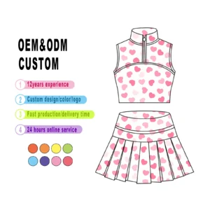 Custom Designs Elastic Waist Gym Outfits Custom Girls Yoga Set Sleeveless Bow Back Hollow Yoga Skirt Girls Sports