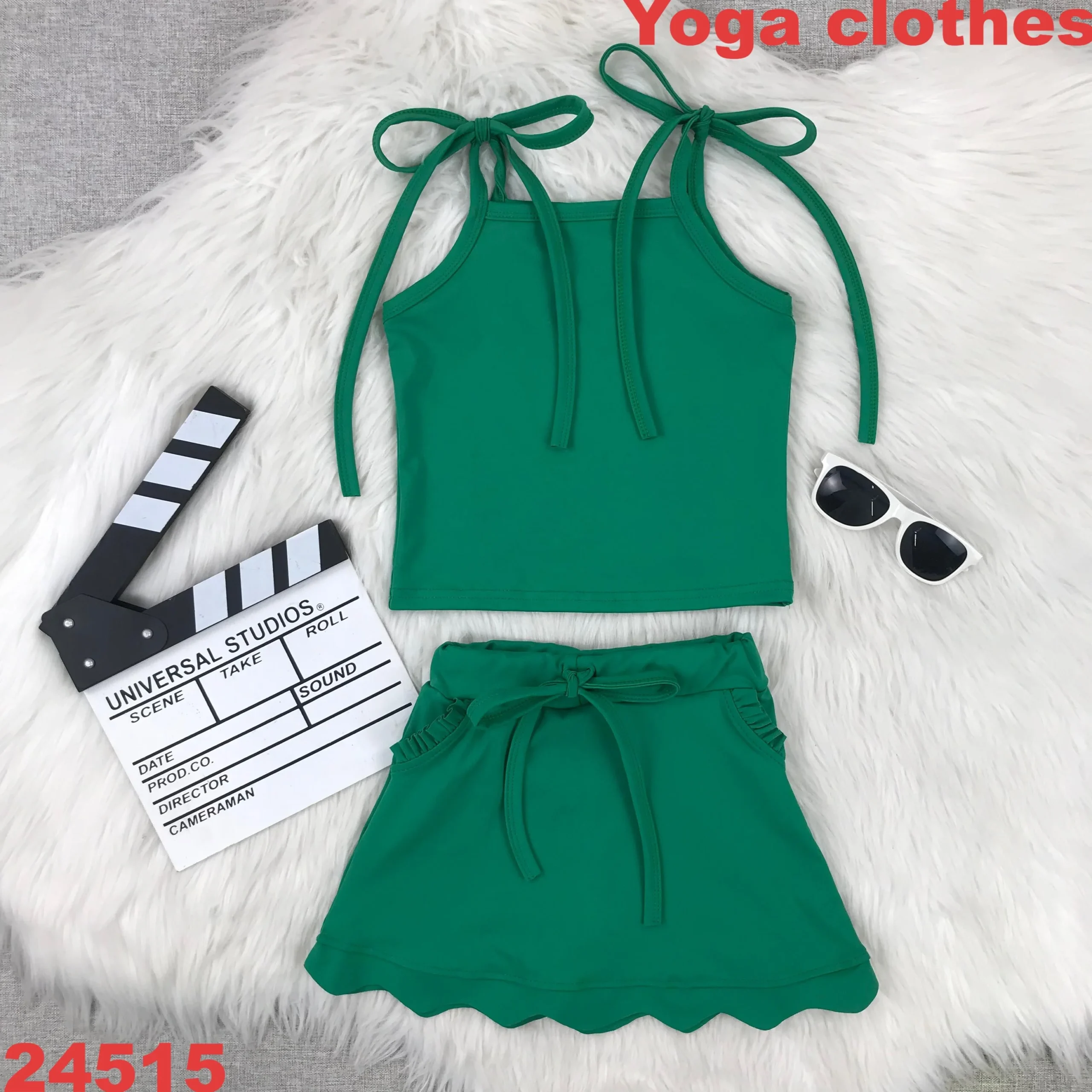 Solid Color Two-Piece Yoga Clothing Sets for Girls Eco-Friendly All Season Factory Wholesale Price - Image 5