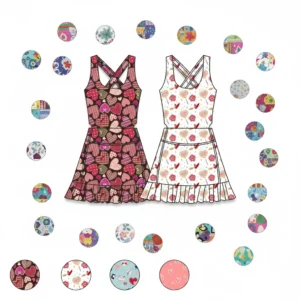 Custom Multicolour Sleeveless Summer Baby Girl Clothing Sportswear Comfortable Fabric Grid Printed Yoga Dress
