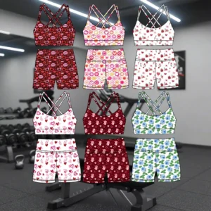 Custom Printing Sleeveless Fitness Vest Shorts Activewear Set for Girls Quick-Drying Casual Running Yoga Set for Children