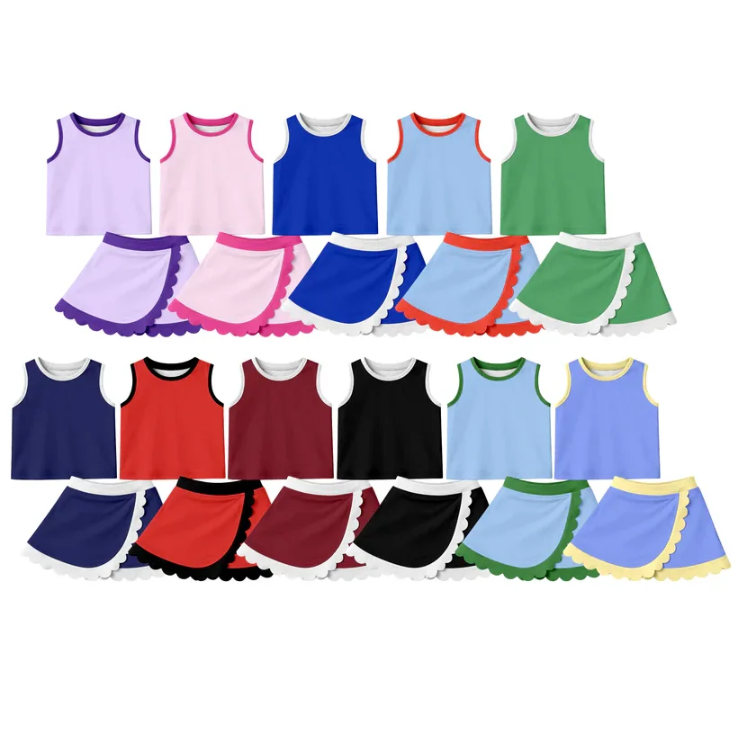Wholesale Kids Yoga Sets Girls Yoga Clothing Sets Girls Athletic Wear Sets Scallop Yoga Clothes Baby Girl Yoga Set Ruffle Sets