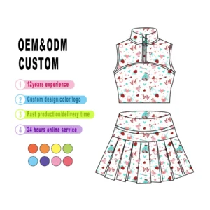 New Design  Kids Girls Yoga Skirt and Top 2 Piece Sets Sport Clothing Suits Workout Custom Set Clothes Wholesale