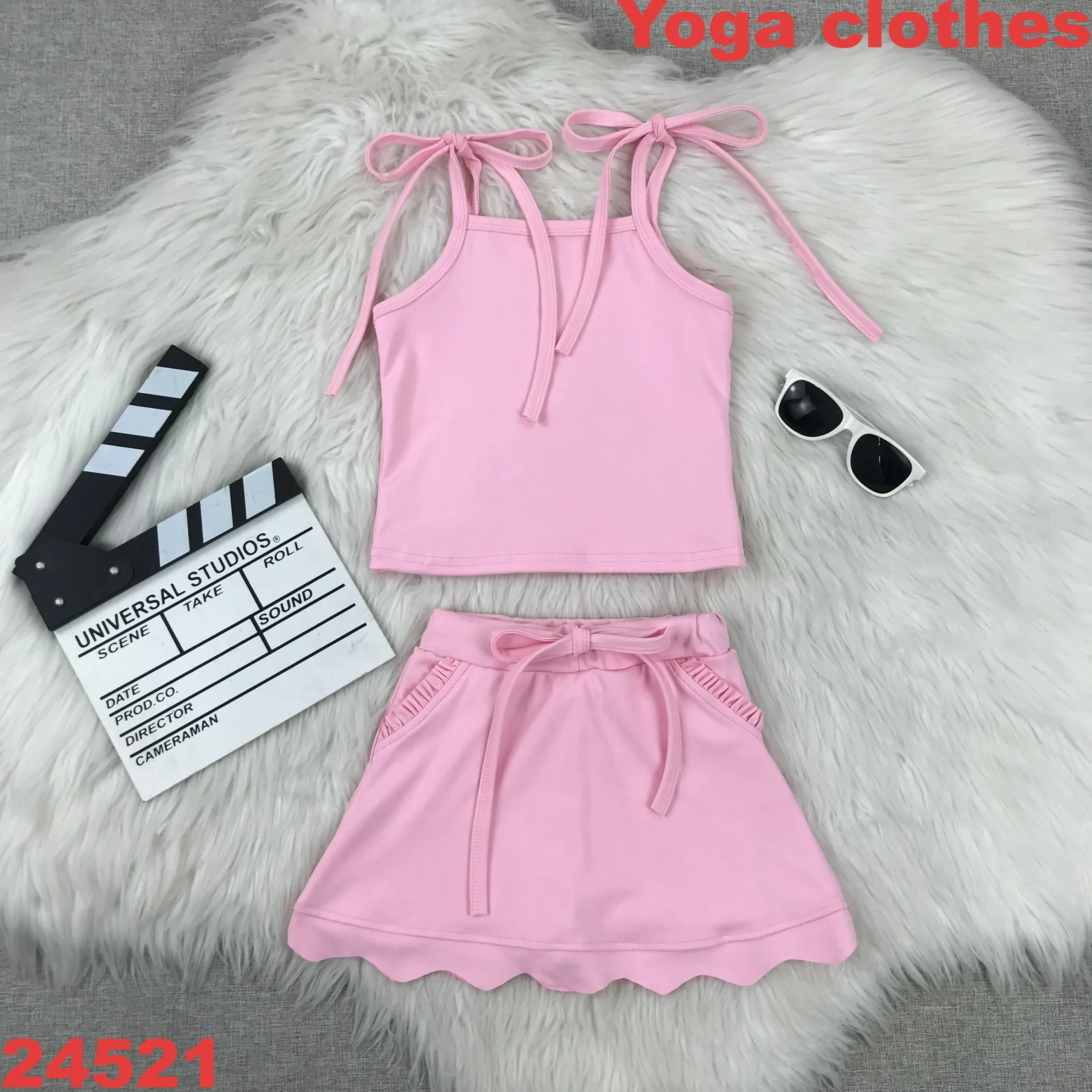 Solid Color Two-Piece Yoga Clothing Sets for Girls Eco-Friendly All Season Factory Wholesale Price - Image 4