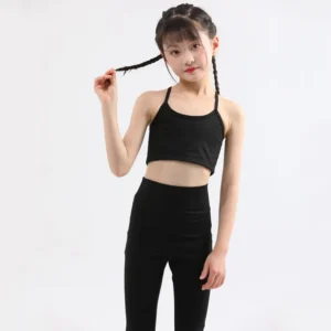 Black Color Ready to Ship Items Long Sleeve Yoga Set Fashion Yoga Set Kids Gym Set Active Wear Tennis Children Dress