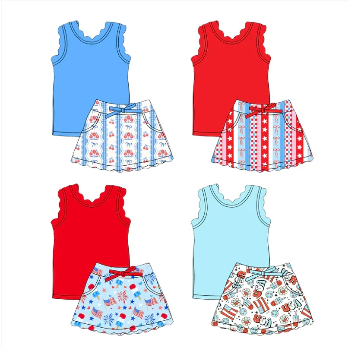 Custom Kids Fitness Clothing Wholesale Girls Clothes Gym Activewear 2 Piece Athletic Wear Sets Yoga Scallop Suit Set for Girls