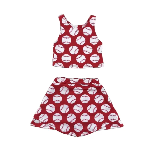 Baseball Baby Sportswear Girls Tennis Skirt and Children Yoga Suit Breathable Workout Clothes for Kids Girls Clothing Sets