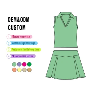 Girls Yoga Tennis Golf Two Piece Sportswear Set OEM ODM Custom Skirt Casual Eco-Friendly Summer