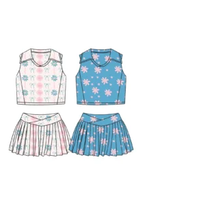 Customized Color Logo Girls Summer Yoga Clothing Skirt Dress Baby Yoga Dress Set With Shorts