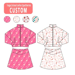 Custom Girls Yoga Sportswear Set Long Sleeve Jacket Short Skirt Casual Eco-Friendly Summer Kids Athletic Wear