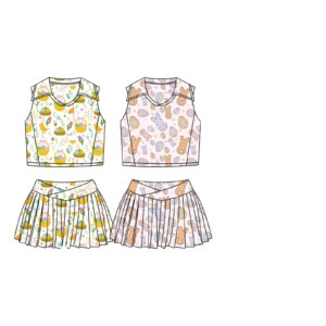 Boutique Custom Easter Print Kids Clothes Baby Skirts Shorts Set Girls Summer Yoga Clothes Sisters Wear Activities Set