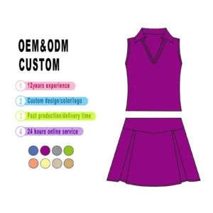 Customizable Solid Color Breathable Fabric Custom Printed Girls Clothing Set Sleeveless Crop Top Skirt Yoga Summer