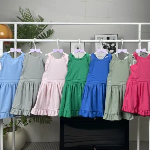 Hanzi Manufacturer's Girls Sports Dress for Summer Fitness Clothing & Yoga Kids Activewear-Baby Girl Sports Apparel Tennis Wear