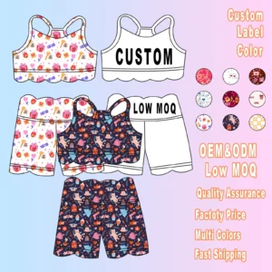 Girls' Children's Yoga Dance Training Set Cute Custom Active Sport Wear Breathable Summer Hanzi Custom Colors