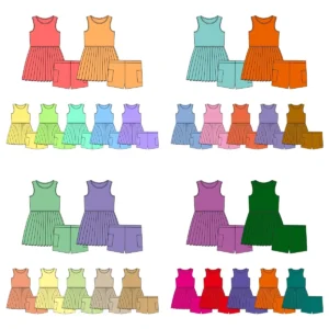 Custom Kids/Women Solid Color Yoga Shorts Sets Breathable 2-Piece Sleeveless Pocket Mid Waist Crisscross Straps Factory