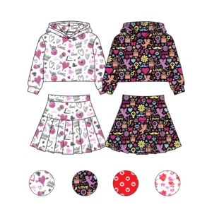 Girls Yoga Two Piece Set OEM ODM Custom Kids Summer Matching Outfits Casual Print Eco-Friendly Toddler Long Sleeve Outfits
